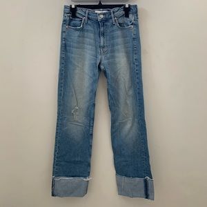 Mother Superior The Duster Cuff Fray High- Rise Jeans Size 26